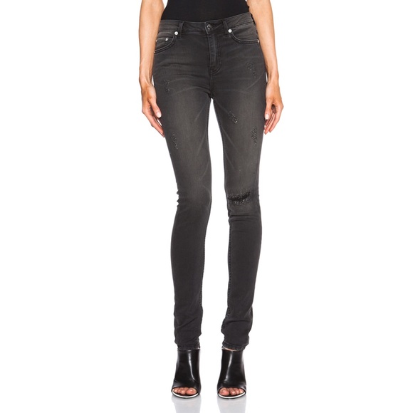 BLK DNM Grey Distressed Skinny Jeans - Picture 1 of 8